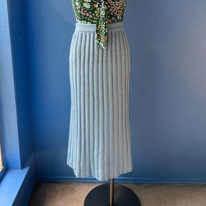 Vintage Light Blue Pleated Sweater Midi Skirt (fits US 6-8)